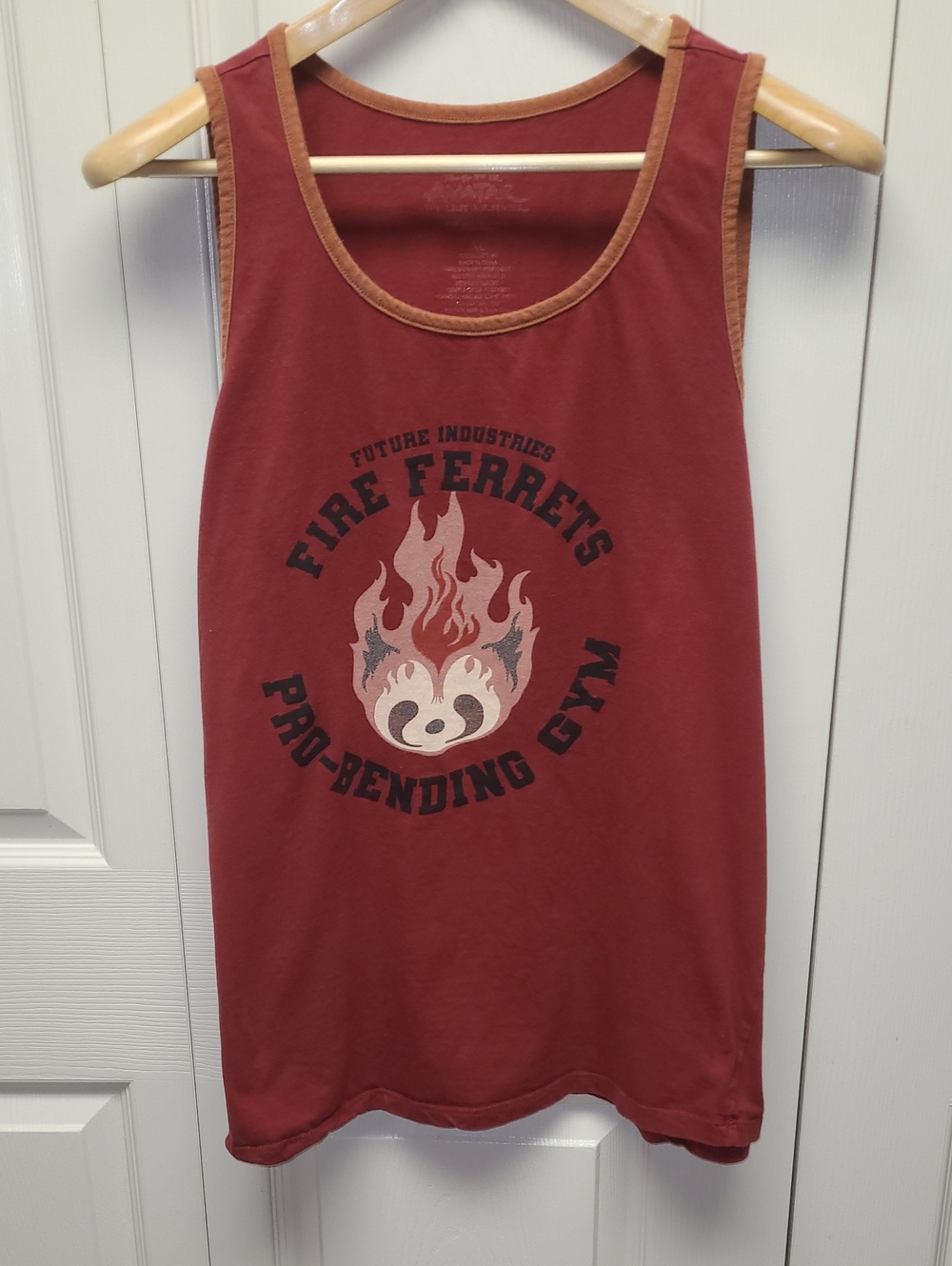 Avatar The Last Airbender Dark Red Graphic Cotton Tank Top with Fire Ferret